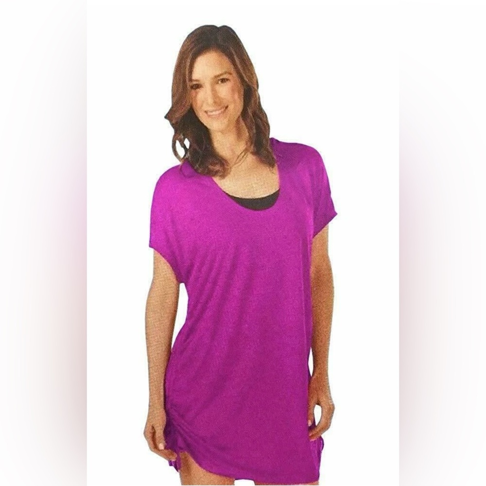 Speedo Adjustable Length Swim Cover Up Scoop Neck Purple Very Fuchsia Large NEW